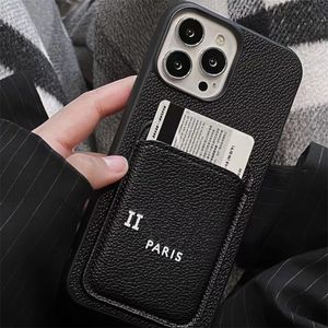 Projektant skórzany iPhone 15 Promax Case Fashion Card Pocket Telefon dla iPhone 14 Pro Max 13 12 11 XSMAX XR 14Plus Fall Prevention Cover