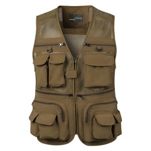 Men's Vests Men's Vest Tactical Webbed Gear Coat Summer Pographer Waistcoat Tool Many Pocket Mesh Work Sleeveless Jacket Male 230915