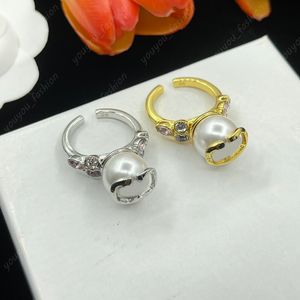 Designer anel de luxo grande pérola aberta anéis moda diamantes jóias para mulheres casais jóias de casamento pulseira de ouro presentes 925 prata novo -7