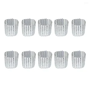 Guardanapo de mesa 25 pcs anel elegante com 8 fileiras strass bonito titular fivela decoração para festa de casamento (prata)