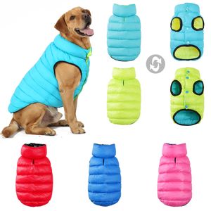 Dog Apparel Reversible Coat Clothes Winter Warm Jacket for Small Large Dogs Waterproof Thick Vest Jumpsuit Golden Retriever Waistcoat 230915