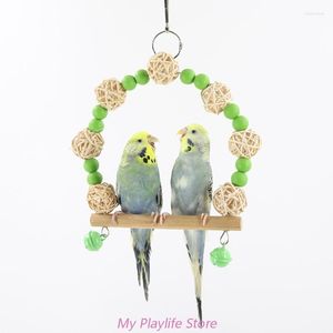 Other Bird Supplies Candy Color Toy Swing Parrot Hammock Ring Peony Pet Birds Wood Beads Rattan Ball Chew