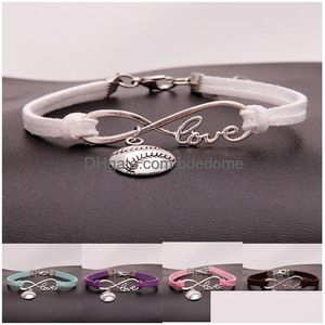 Braccialetti con ciondoli Moda Softball Baseball Per le donne Uomo Amante degli sport con la palla Amore Infinity Veet Wrap Bangle Gioielli fai da te In Bk Drop Deliv Dhoxj