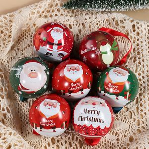 Christmas Style Round Ball Candy Box Cartoon Candy Storage Jar Home Christmas Decoratio Printed Organizer Container Kids Gift