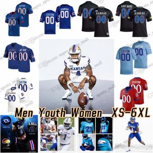 Custom XS-6XL NCAA College Kansas Jayhawks Football Jersey 4 Marvin Grant Jalon Daniels Devin Neal Kalon Gervin 28 Sevion Morrison 8 Ky Thomas Wheeler 11 Luke Grimm