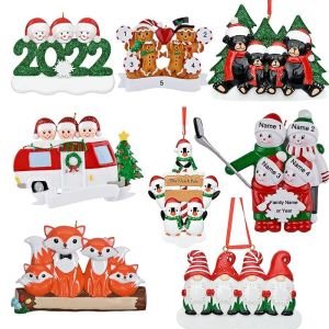 UPS Stock New Personalized Christmas Family Harts Ornament 8 Styles Diy Namn Xmas Tree Decoration Holiday Gifts 1011JJ 9.15