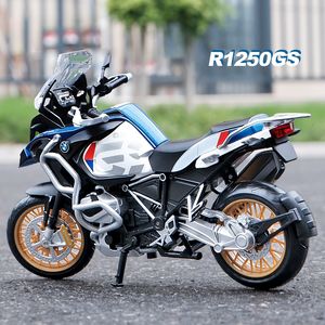 Diecast Model Car 1/12 R1250GS ADV Alloy Die Cast Motocicleta Modelo Toy Vehicle Coleção Som e Luz Off Road Autocycle Toys Car 230915