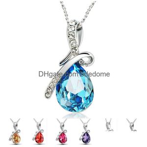 Pendant Necklaces Luxury Tear Of Angel Crystal For Women Water Drop Drip Sier Chains Designer Fashion Jewelry In Bk Delivery Pendants Dhkea