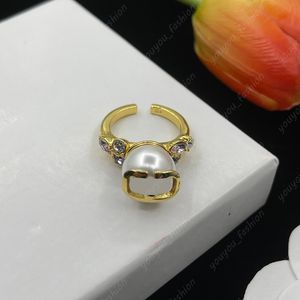 Designer Ring Luxury Big Pearl Open Rings Fashion Diamonds Jewelry For Women Couples Wedding Jewellery Gold Bracelet Gifts 925 Silver Hot -7