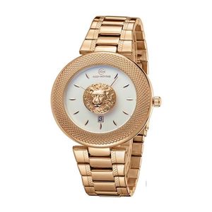 Top relógios de luxo feminino quartzo relógio de pulso mulher rosa malha dourada banda leão logotipo moda dial relógio senhoras pulseira relógio g253i