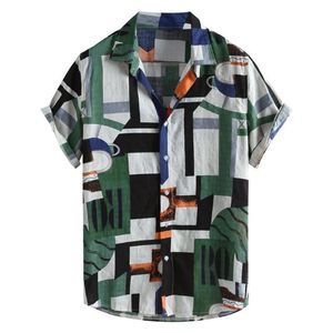 Men's Casual Shirts Ethnic Style Short Sleeve Loose Buttons Blouse Tops Hawaiian Beach Shirt Mens Holiday Vacation Clothing F327m