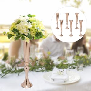 Vasos Metal Trompete Desktop Centerpieces Vaso Área de boas-vindas Road Guide Flower Holder Altura Casamento Adereços 6 Pcs 230915