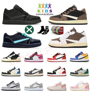 Top Baby 1s Kids Jumpman 1 Boy Girl Баксетбольные кроссовки 1s Детские кроссовки Reverse Mocha Olive Black Phantom UNC Wolf Grey Pink Кроссовки на платформе для бега и ходьбы