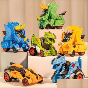 Novel Games Toys Inertial Impact Deformation Toy Dinosaur Car Model Crash Changing Childry Boy Tyrannosaurus Rex Chariot Wholesale DRO DH96P