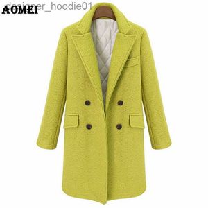 Women's Down Parkas Woman Wool Coat Quilted Thicken High Quality Winter Jacket Women Slim Woolen Long Cashmere Blend Coats Cardigan Overcoat Elegant 210416 L230915