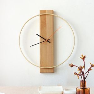 Wall Clocks Simple Clock Solid Wood Decoration Background Decorative Pendant Living Room Bedroom Creative Nordic Hanging