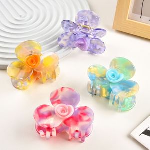 Flower Hair Clips octan pazur letni modny klip do włosów kraba koreańsko -barrowe akcesoria do włosów dla kobiet prezenty