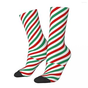 Calzini da uomo a compressione Candycane rosso e verde vintage Harajuku Natale Street Style novità casual calzini pazzi regalo stampato