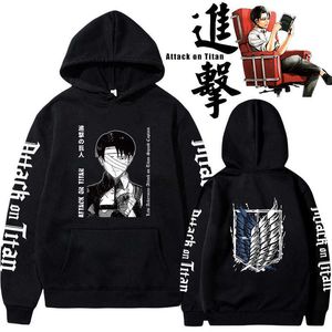 Titan Anime Hoodie Hot Sale Pullovers Sweatshirts Levi Ackermanグラフィックプリントトップカジュアルヒップホップストリートウェア