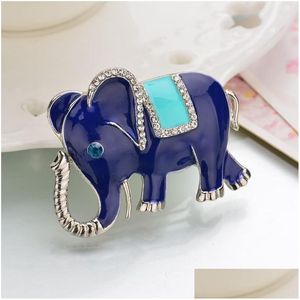 Pins broszki Emara 2021 Sier plated Elephant Brooch Rhinestone for Women Jewelry Fashion Akcesoria