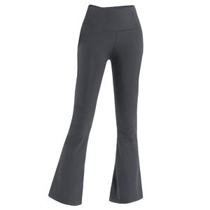 LU-607 Women High Waist Flared Pants Ladies Slim Fit Belly Bell-bottom Trousers Running Sweatpants