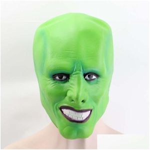 Caschi da motociclista Film The Mask Jim Carrey Cosplay Adt Maschere in lattice Fl Face Green Makeup Halloween Performance Masquerade Party Costu Dhnip