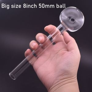 120st Jumbo 5cm Big Ball 8inch Glass Oil Burner Pipes Tjock Clear Pyrex rökrör för dab rigg bong vattenbubbler vattenpipa shisha rök tillbehör dhl gratis