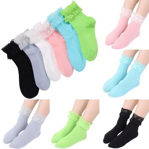 Women Socks 1 Pairs Summer Soft Solid Lace Splice Medium Stockings Support For Men