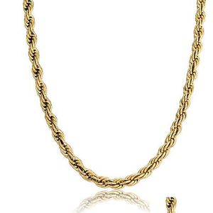 14K Gold Plated Copper Rope Chain 8Mm Sier Necklace Lobster Clasps Fashion Hiphop Jewelry Whosales Drop Delivery