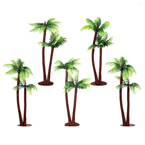 Garden Decorations TINKSKY 5Pcs Plastic Coconut Palm Tree Miniature Pots Bonsai Craft Micro Landscape DIY Decor