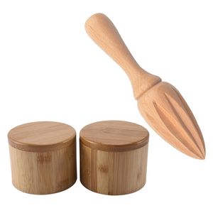 Kök Storage Organization 1st Wood Lemon Squeezer Mini Juicer med 2st lådor Saltlåda Bambu 230915