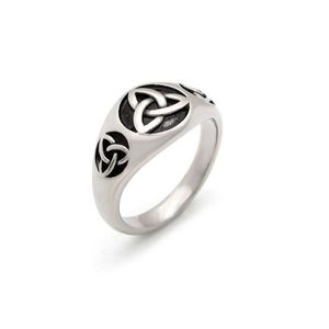 Solitaire Ring 316 Paslanmaz Çelik Sier Relius İrlandalı Kelt Knot Mücevher Antik Kelt Halkaları Kadınlar İçin Lady Men Rock Mücevherat Drop Deliv Dhowc