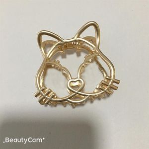 パーティーギフトクラシックファッションゴールドかわいいキャットヘッドクロークランプCヘアクリップサイドクリップレディースお気に入りのヘッドドレスアクセサリー322m