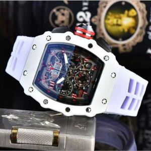 Richar Watches Fashion Luxury Milles Man Personlighet Vin Bucket Multifunktionell RM Huang Zitao samma kolfiber Silikonband