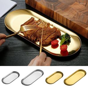 Plates Nordic Style Dessert Tray Gold Silver Stainless Steel Dining Plate Nut Cake Fruit Western Steak Towel Kitchen