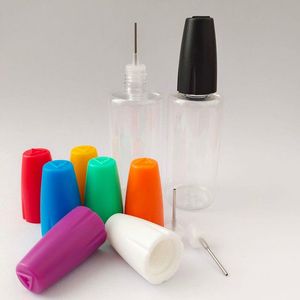 金属の先端を備えたプラスチック製のドロッパーボトル10ml 15ml 20ml 30ml空の針ボトルeリキッドペット透明ボトル蒸気アイジュースkkvvk