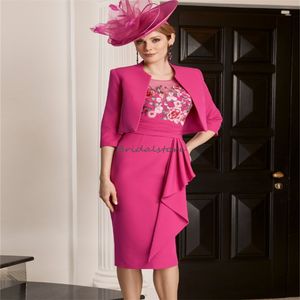 Schickes türkisfarbenes Brautmutterkleid mit Jacke, elegantes 2-teiliges Stickerei-Hochzeitsgast-formelles Abendkleid, Fuchsia-Marineblau, für besondere Anlässe 2023