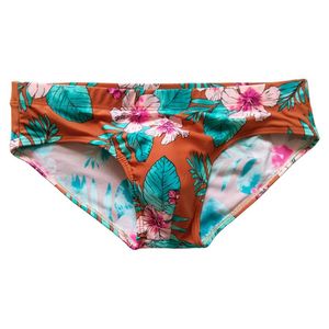 Sexy Mens Swimwear Floral Printed Briefs with Pad Quickj Dry Padded Swim Shorts Pants Male Beach Clothing299q