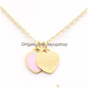 Luxury Designer 10Mm Pink Heart Pendant Necklaces Women Gold Chains Jewellery Stainless Steel Valentine Day Gifts Drop Delivery