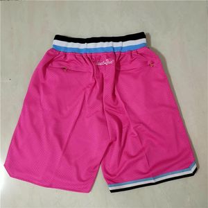 Herrlag basketkort Just Fan's Pink Color Black Red Sport Stitched Shorts Hip Pop Pants With Pocket Dragkedja Svett2987