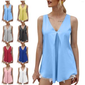 Women's Tanks Summer Fashion Ladies Top Loose Sleeveless Solid Color Vest