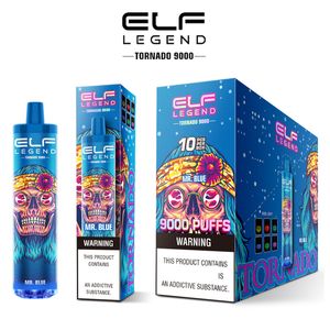 ELF Legend Tornado 9000 Puff 9000 Einweg-E-Zigaretten, austauschbarer 600-mAh-Akku, 18 ml, Einweg-Puff mit RGB-Vaper