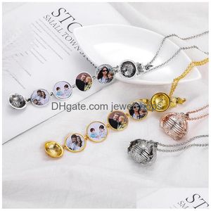 Lockets Magic Po Pendant Memory Floating Locket Halsband för kvinnor Män pojke Girl Family Angel Wings Flash Box Fashion Album Jewelry Dr Dhkwz