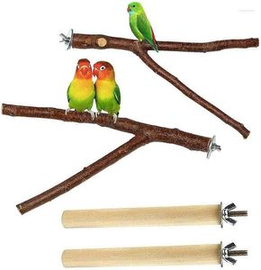 Other Bird Supplies 2/4pcs Pet Parrot Standing Stick Bite Claw Grinding Toy Wood Hanging Stand Perches For Cage Vogel Speelgoed