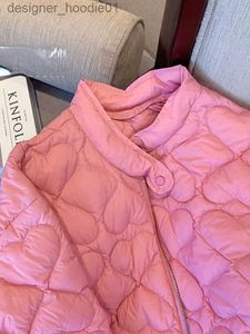 Womens Down Parkas Womens Jackets Pink Jacket Winter Jacket Women Warm Korean Fashion Pockets Loose Zippers Coat Long Sleeve Women Clothing Quilted Coat 230728 L230