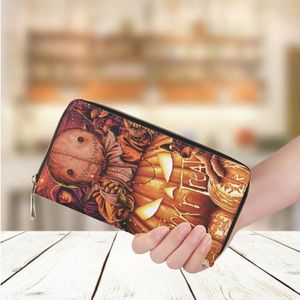 Wallets Leather Long Wallet For Women Trick Or Treat Print Casual Shopping Holder Purse Halloween Theme Party Gift