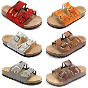 ボストンの詰まりプラットスリッパbirkensサンダルデザイナー高品質の詰まりサンダルメ​​ンズ女性スライド茶色の白い白いスエードレザーバックルプラットフォームスライド