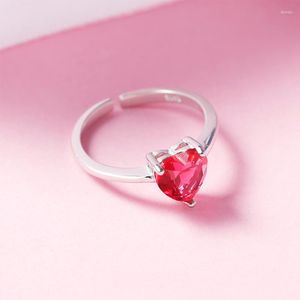 Klaster Pierścienie Czerwony cyrkon Smart Heart Ring Style Soul Jewelry Good Jewerly For Women 2023 Prezent w 925 srebrnych super ofert srebrnych