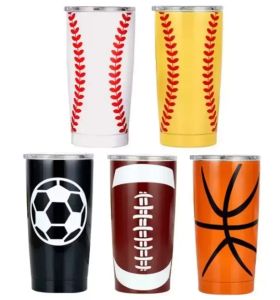 20oz Baseball Tumbler Mugs Softball Basketball Football Rostfri Cups Travel Car Beer Cups Vakuumisolerade muggar FY5984