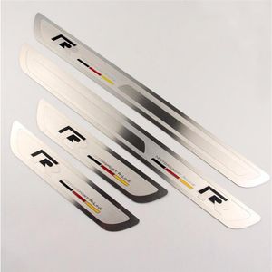 R Style thin stainless steel welcome pedal door sill strip for VW Volkswagen Magotan Bora Sagitar CC Golf Car Accessories1730